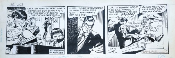 DELBO, JOSE - Superman daily Bizarro vs Clark Kent 2/29 1984 Comic Art
