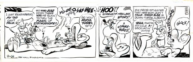 KELLY, WALT - Pogo daily,  9/18 1967 big panel,  Albert swallows tad Comic Art