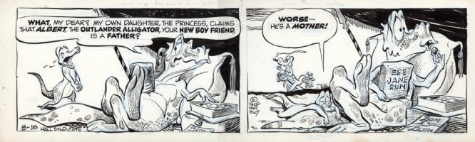 KELLY, WALT - Pogo daily 8/18 1966, Prehysterical saga, Albert & Dragon in-law Comic Art