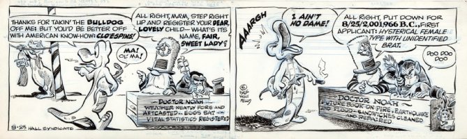 KELLY, WALT - Pogo daily 8/25 1966, Prehysterical saga, 2-panels Albert meets Noah Comic Art