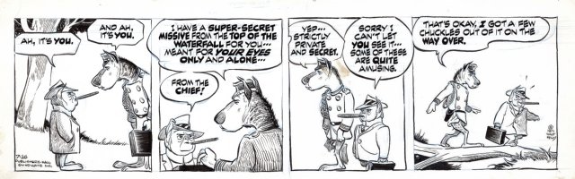KELLY, WALT - Pogo daily 7/16 1971, Spiro Agnew Hyena, J Edger Hoover Bulldog  Comic Art