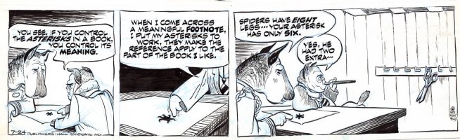 KELLY, WALT - Pogo daily 7/24 1971, Spiro Agnew Hyena, J Edger Hoover Bulldog - remove spider legs Comic Art