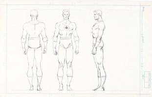 BUSCEMA, JOHN - Fantastic Four Animation style guide - Mr Fantastic 3-view 1980 Comic Art