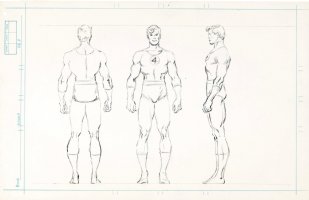 BUSCEMA, JOHN - Fantastic Four Animation style guide - Johnny Storm 3-view 1980 Comic Art