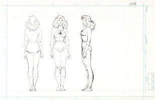 BUSCEMA, JOHN - Fantastic Four Animation style guide - Invisible Woman 3-view 1980 Comic Art