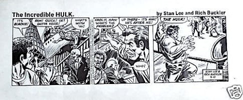 BUCKLER, RICH / STAN LEE - Hulk daily, 9/10 1979 Hulk faces toughs Comic Art