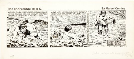 BUCKLER, RICH - Hulk daily, 12/5 1980  Hulk saves drowning girl Comic Art