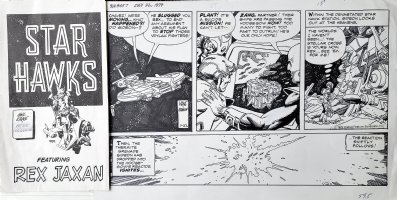 KANE, GIL -  Star Hawks Sunday 7/22 1979 Space Hawk Staton blows up in space Comic Art