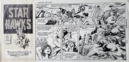 KANE, GIL -  Star Hawks Sunday 4/9 1978 Space Hawk beach party Comic Art