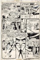 ADAMS, NEAL signed / DICK GIORDANO - Wonder Woman #220 pg 2, JLA gets Atom to test WW on mission 1975 Comic Art