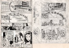 ADAMS, NEAL signed / DICK GIORDANO - Wonder Woman #220 pg 15 & prelim set - WW vs Chronos, 1975 Comic Art