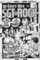 KUBERT, JOE - Our Army At War #205 cover, Sgt Rock & Nazi pied piper 1969 Comic Art