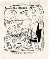 KETCHAM, HANK - Dennis the Menace daily, Dennis in messy room with mom 12/7 1955 Comic Art