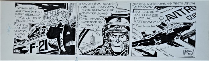 ROBBINS, FRANK - Johnny Hazzard daily 6/4 1976 Hazzard in F-21 JET Comic Art