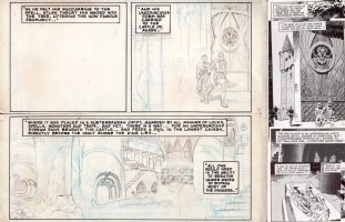 WOOD, WALLY - Wizard King GN #1 pg 19-20, 2/3rd pencil pg, King Atlain dead  1970s Comic Art