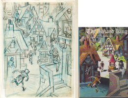 WOOD, WALLY - Wizard King GN #1 Cover Prelim, Odkin runs into home-town 1970s Comic Art
