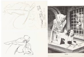 WOOD, WALLY - Weird Sex-Fantasy Flash Gordan plate pencil prelim, Ming & Dale 1977 Comic Art