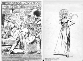 COCKRUM, DAVE - Uncanny X-Men #106 pg 1 Splash, Firelord hunting Phoenix, confronts Professor X & Misty Knight + Storm drawing on back Comic Art
