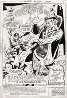 DAVE COCKRUM - Superboy & Legion of Superheroes #197 pg 1 Splash - 1st issue - Timber Wolf held back by Superboy & Mon-El 1973 Comic Art