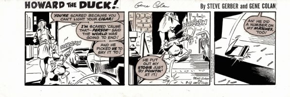 COLAN, GENE - Howard the Duck Daily, Howard & Beverly - end of world,  8/13 1977 Comic Art