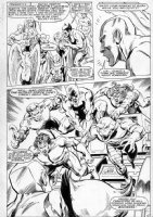 ZECK, MIKE - Defenders #130 pg 7, whole team vs Mad-Dog & Mutant Force Comic Art
