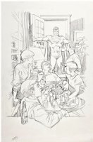GARCIA-LOPEZ, JOSE LUIS - Superman large pencil advertising art, beer party, 1984 Comic Art