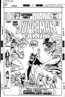 GARCIA-LOPEZ, JOSE LUIS / ERNIE CHAN - Superman Family Giant #171 cover, Batgirl & JLA cheer  Super-Girl vs Cleo Comic Art