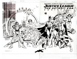 GARCIA-LOPEZ, JOSE LUIS - Justice League Detroit Years double Cover, classic JLA and CW heroes Comic Art