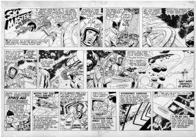 KIRBY, JACK / WALLY WOOD - Skymasters Sunday, 2-22 1959, incredible example with Wood's trademark sic-fi machinery everywhere! Comic Art