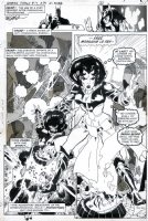 GOLDEN, MICHAEL P/I - Batman Family #17 semi-splash Morgaine LeFey + Batman, Batgirl. Huntress Comic Art