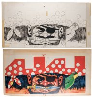 WOOD, WALLY  - Topps Blockheads Ink Art + Proof  PIRATE 1967 Comic Art