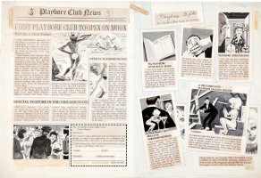 WOOD, WALLY / SIMON - Sick Mag #37 Playboy issue / Playbore Club News dbl-spread, Club on the Moon 1965 Comic Art