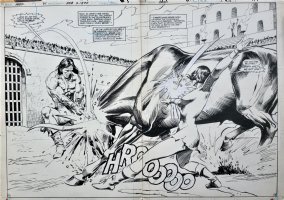 DeZUNIGA, TONY - Arak / Son of Thunder #41 double Splash pgs 17 & 18, Arak & Valda bull-fight 1985 Comic Art