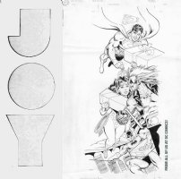 JURGENS, DAN / GIORDANO - DC Office X-mas card art, Superman, Batman, Wonder Woman, Lobo 1991 Comic Art