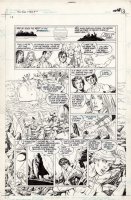 JURGENS, DAN - New Teen Titans #6 pg 10, full Titans & a whale  1984 Comic Art