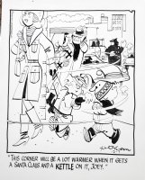 KETCHAM, HANK - Dennis the Menace daily, 12/7 1979, Mom, Dennis & Joey wait for Santa & kettle - Christmas theme  Comic Art