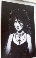 BACHALO, CHRIS - Neil Gaiman' Death 1993 T-Shirt / Watch / Poster ink artw in artist's own matt / frame Comic Art
