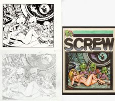 RICH - Screw underground Mag. #1520 Cover Pencil + Ink, Wally Wood Sci Fi Tribute 1990s Comic Art