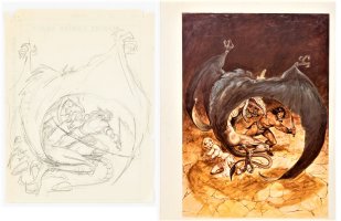 BUSCEMA, JOHN - Savage Sword of Conan #21 pencil cover design art + NOREM print 1977 Comic Art
