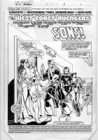 MILGROM, AL - West Coast Avengers #2 pg 1, Splash, all WC Avengers meet up w/ Vision & Scarlett Witch Comic Art