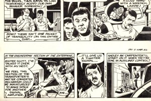 HARRIS, RON / LARRY NIVEN - Star Trek DBL dailies - Kirk McCoy Scotty & Ringworld aliens - 3/10 13/11- 1982 Comic Art