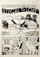 WOOD, WALLY / HARRY HARRISON - Modern Love #8 Splash of complete 6 page large art story, 1950 Comic Art