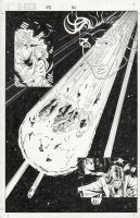 SMITH, PAUL - X-Men #43 Splashy pg, Cyclops, Jean Grey / Phoenix Skids in dying spacecraft  Comic Art