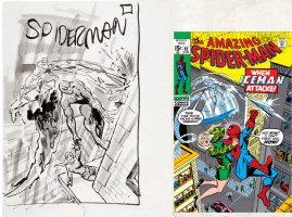 SEVERIN, MARIE for ROMITA - Amazing Spiderman #92 cover prelim, Spidey & Gwen vs Iceman 1970 Comic Art