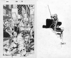 BACHALO, CHRIS / TOWNSEND - Amazing Spiderman #576 pg 12, + Drawing on back -- Spidey powers Peter Parker & 2nd Norah Winters 2008 Comic Art