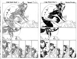 BACHALO, CHRIS - X-Men Black: Emma Frost #1 pgs 15 A+B Pencil & Ink, White Queen beaten by Black King Comic Art