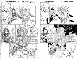 BACHALO, CHRIS - X-Men Black: Emma Frost #1 pgs 19 A+B Pencil & Ink, Rogue Psylocke - X-Men get payoff Comic Art