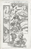 BACHALO, CHRIS - Uncanny X-Men #349 splashy pg, 1st CB on X-Men, Gambit & monstrous hunter- Grovel Comic Art
