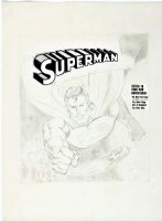 ADAMS, NEAL signed - Superman Power Records large pencil Cover, Record Album, Superman origin + 3 stories 1978 Comic Art