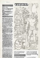 KIRBY, JACK signed -  Who's Who DC Universe #9 Pencil Pinup - Guardian and the Newsboy Legion 1985 Comic Art